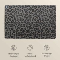 Selencia Sabi Klapphülle mit Leopardenmuster Apple iPad 9 (2021) 10.2 Zoll / iPad 8 (2020) 10.2 Zoll / iPad 7 (2019) 10.2 Zoll - Midnight Black