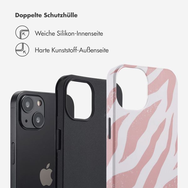 Selencia Vivid Tough Back Cover für das iPhone 13 - Colorful Zebra Old Pink