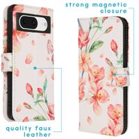 imoshion Design TPU Klapphülle Google Pixel 8 - Blossom Watercolor White