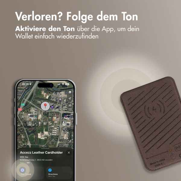 Accezz Magnetischer Lederkartenhalter - Geeignet für Apple Find My - Coffee Brown