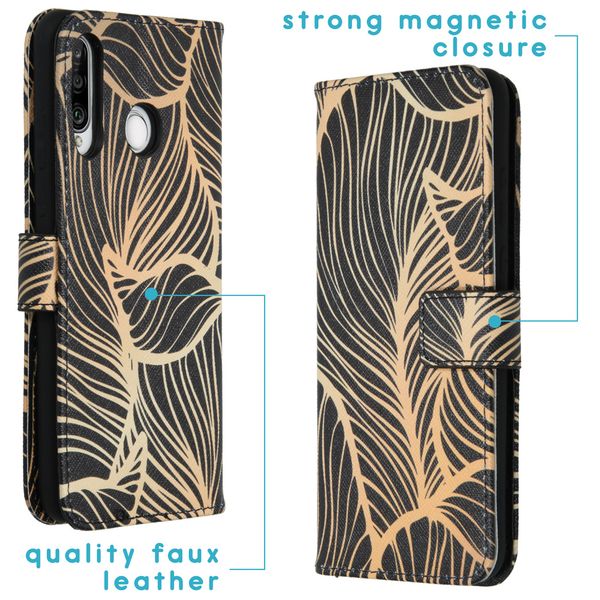 imoshion Design TPU Klapphülle Huawei P30 Lite - Golden Leaves