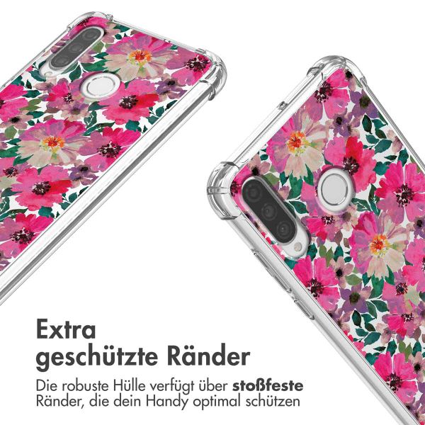 imoshion Design Hülle mit Band für das Huawei P30 Lite - Flower Water