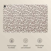 Selencia Sabi Klapphülle mit Leopardenmuster Apple iPad Air 11 Zoll (2025) M3 / (2024) M2 / Air 5 (2022) / Air 4 (2020) - Soft Ivory