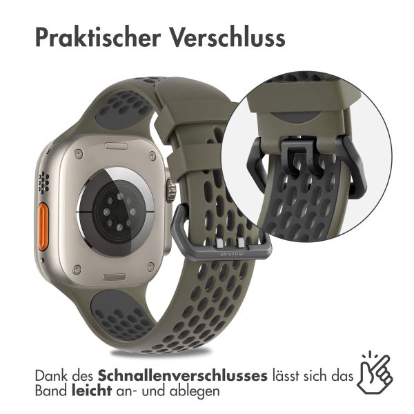 imoshion Silikonsportarmband Buckle für das Apple Watch Series 1 bis 10 / SE / Ultra (2) (44/45/46/49 mm) - Grün / Schwarz