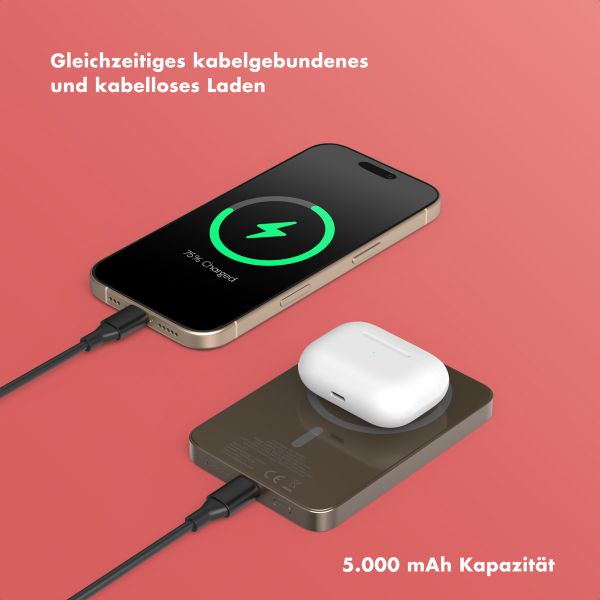 Selencia Vivid Powerbank 5.000 mAh - MagSafe und Qi2 - Desert Gold / Rosy Marble