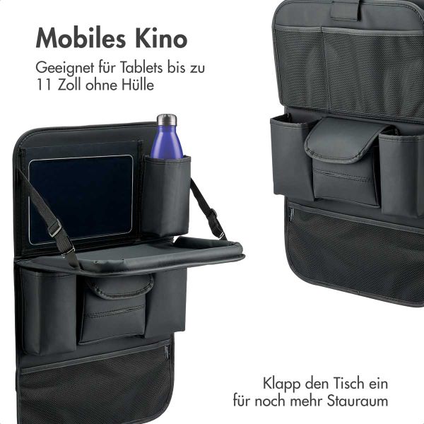 imoshion Luxuriöser Autositz-Organizer - Tablethalter Auto - 7 Aufbewahrungsfächer - Schwarz