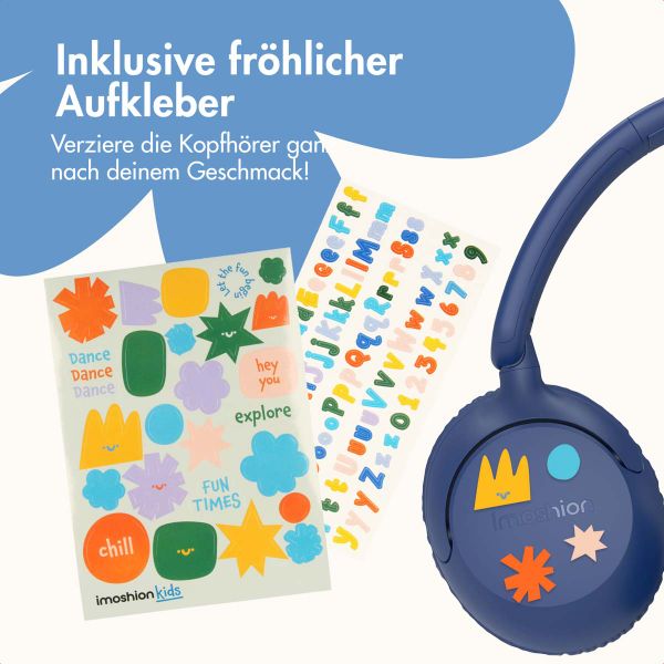 imoshion Kinderkopfhörer mit AUX-Kabel - Dezibelbegrenzer - Denim Blue