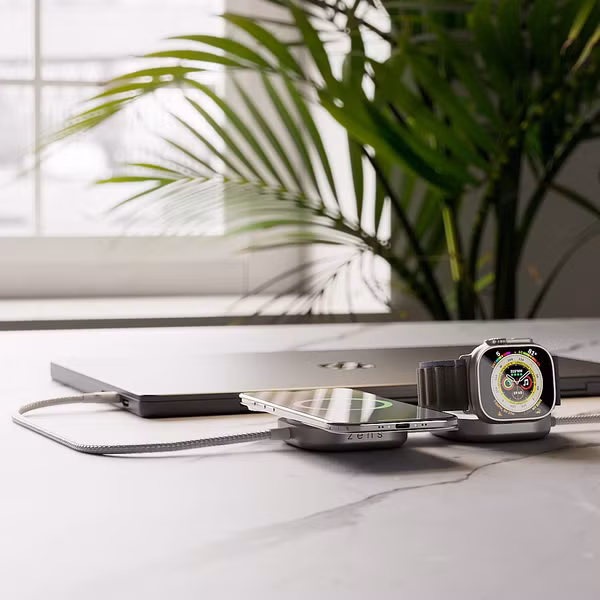 Zens Pro 3 USB-C-Kabel mit kabellosem Ladegerät für Telefon / Earbuds / Apple Watch - MagSafe und Qi2 - Weiß