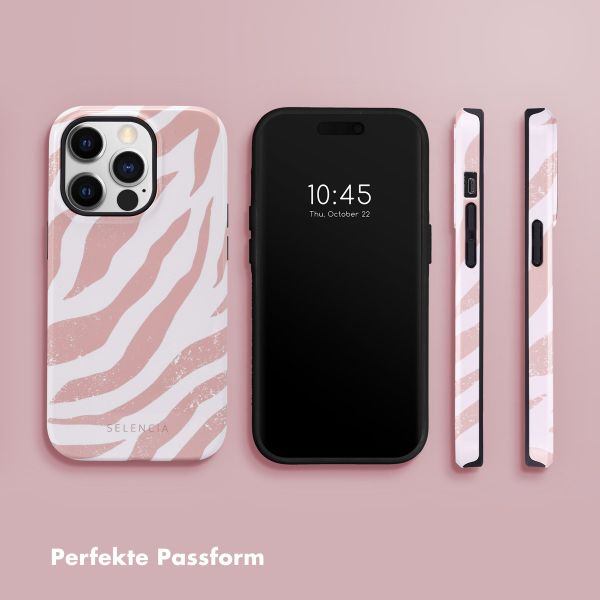 Selencia Vivid Tough Back Cover für das iPhone 14 Pro - Colorful Zebra Old Pink