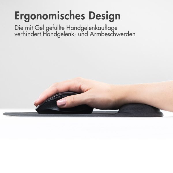 imoshion Ergonomisches Mauspad - Mauspad mit Handgelenkstütze - 30x25 cm - Schwarz