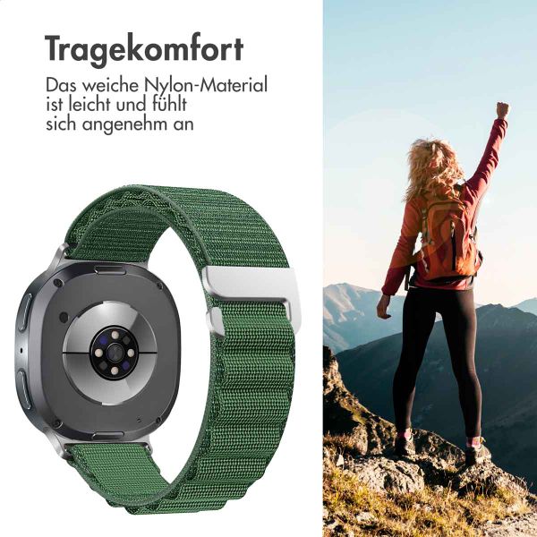 imoshion Nylon Alpine Armband für das  Samsung Galaxy Watch 8 (40/44mm) / Classic (46mm) - Dunkelgrün