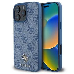 Guess 4G Metal Logo Back Cover MagSafe für das iPhone 16 Pro Max - Blau