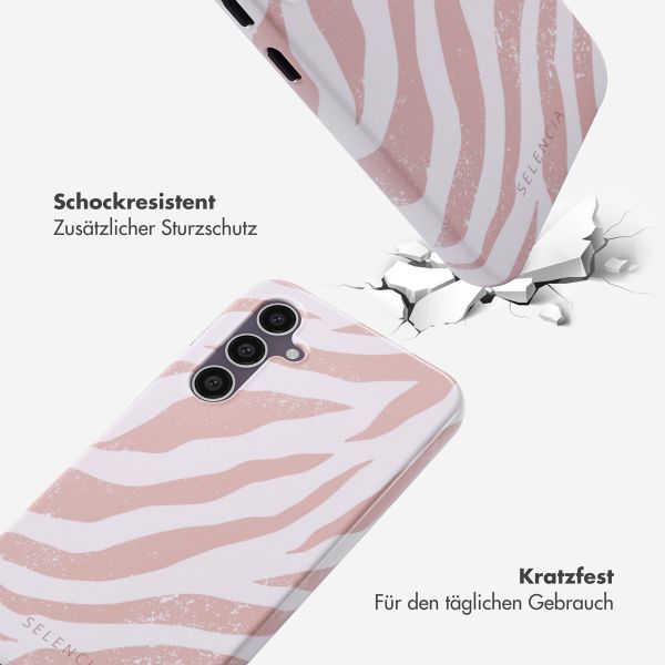 Selencia Vivid Tough Back Cover für das Samsung Galaxy S23 FE - Colorful Zebra Old Pink