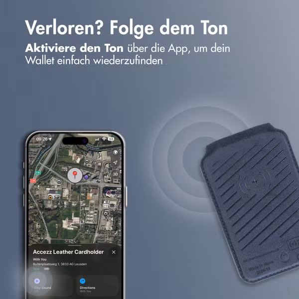 Accezz Magnetische Leder-Wallet mit Standfunktion - Geeignet für Apple Find My - Nightfall Blue