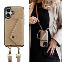 Selencia Sera Kordel-Hulle mit Kartenhalter-Umschlag für das iPhone 16 - Beige