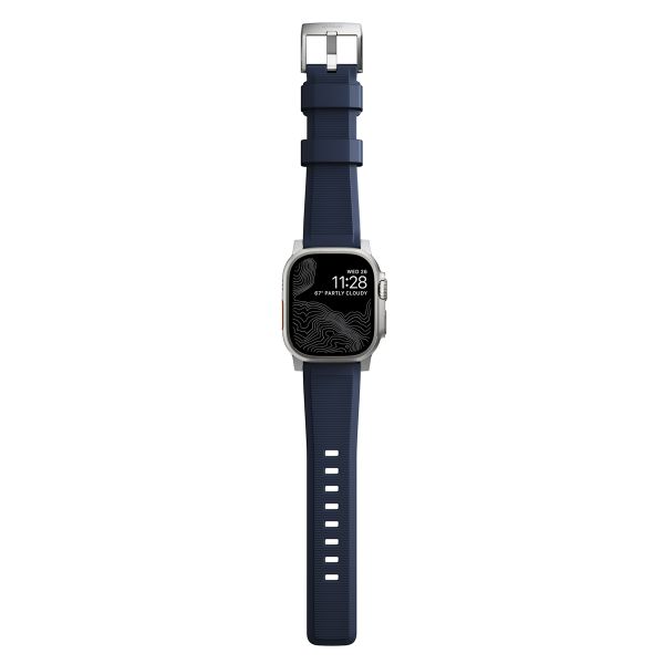 Nomad Robustes Armband FKM für das  Apple Watch Series 1 t/m 11 / SE / Ultra (44/45/46/49 mm) - Silber / Blau