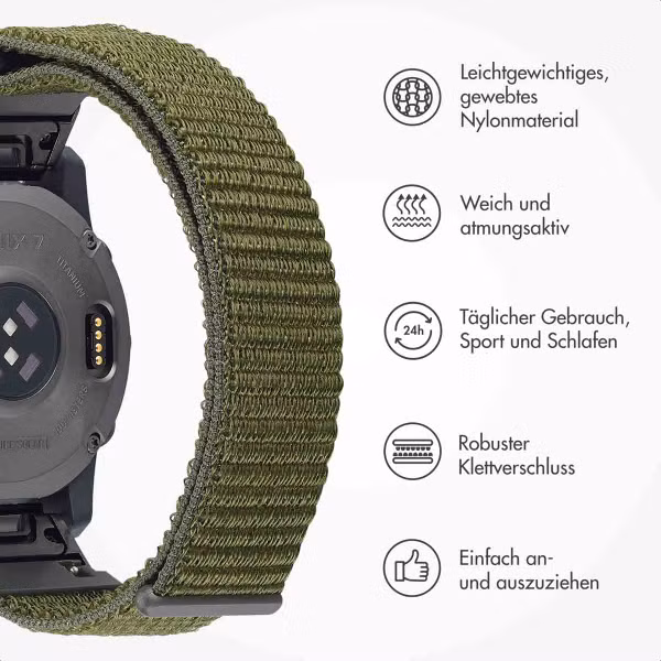 imoshion QuickFit® Nylon Armband -   Garmin 22 mm Anschluss - Größe L/XL - Grün