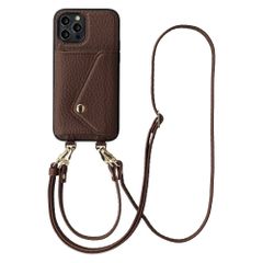 Selencia Sera HandyHülle mit Kordel und Umschlag-Kartenhalter Apple iPhone 12 Pro - Chocolate Brown