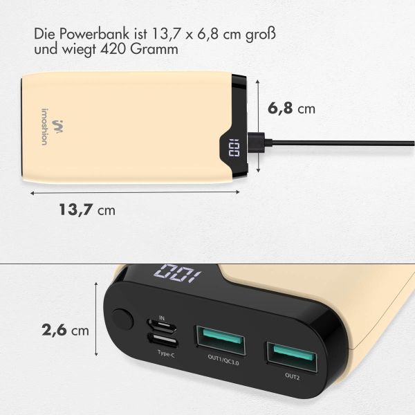 imoshion Powerbank - 20.000 mAh - Schnelles Aufladen und Power Delivery - Gelb