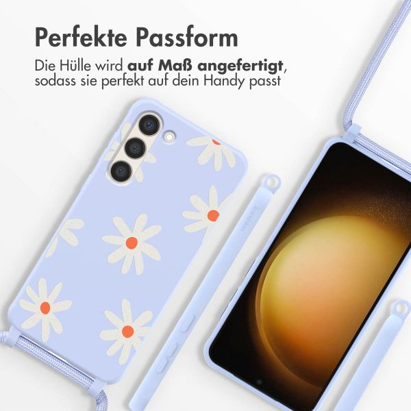 imoshion SilikonHülle design mit Band Samsung Galaxy S23 Plus - Lila Flower Distance