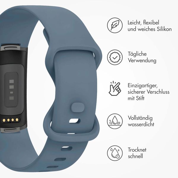 imoshion Silikonband für die Fitbit Charge 5 / Charge 6 - Größe S - Offizielles Blau