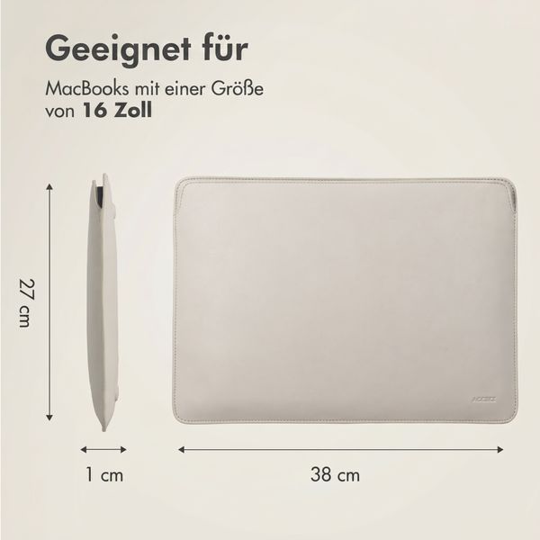 Accezz Leather Laptop Hülle Apple MacBook 16 Zoll - Laptop Sleeve - Beige