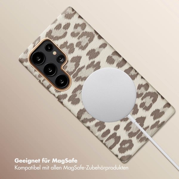 Selencia Sabi Backcover Leopardenmuster mit MagSafe Samsung Galaxy S24 Ultra - Soft Ivory
