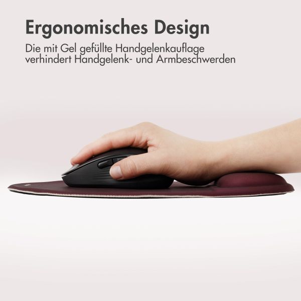 imoshion Ergonomisches Mauspad - Mauspad mit Handgelenkstütze - 30 x 25 cm - Bordeaux