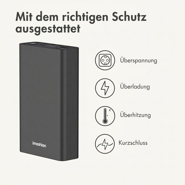 imoshion Ultra Series Aluminium Powerbank 20.000 mAh - Schnellladen bis 33W - Black