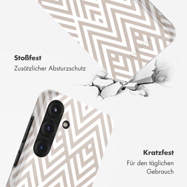 Selencia Vivid Tough Back Cover für das Samsung Galaxy S25 - Beige Zigzag