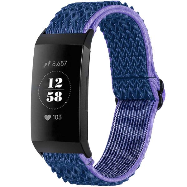 imoshion Elastische Nylonarmband für das Fitbit Charge 3 / 4 - Dunkelblau