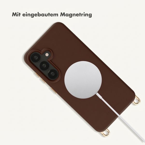 Selencia Rivièra Backcover mit MagSafe mit abnehmbaren Haken Samsung Galaxy A55 (5G) / A35 - Choco Brown