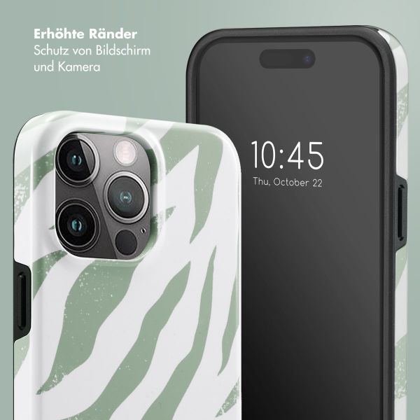 Selencia Vivid Tough Back Cover für das iPhone 15 Pro Max - Colorful Zebra Sage Green