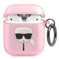 Karl Lagerfeld Karl's Head Silicone Glitter Case für das Apple AirPods 1 / 2 - Rosa