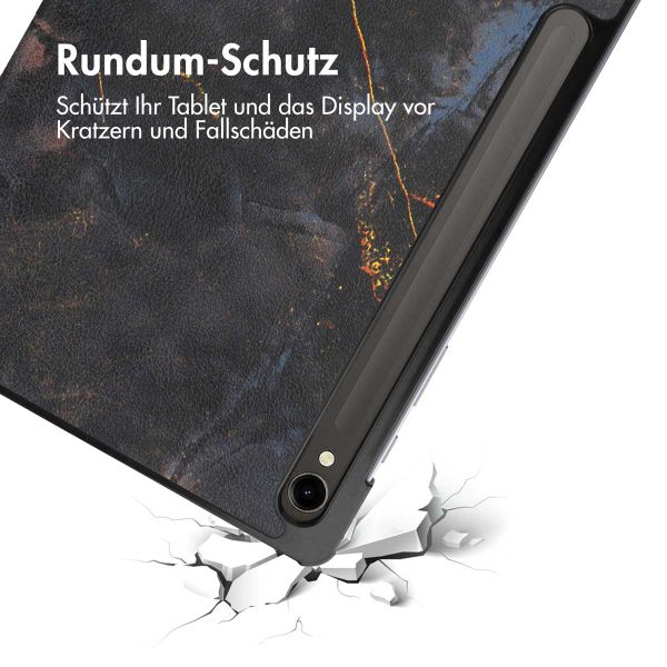 imoshion Design Trifold Klapphülle für das Samsung Galaxy Tab S9 11.0 Zoll - Black Marble