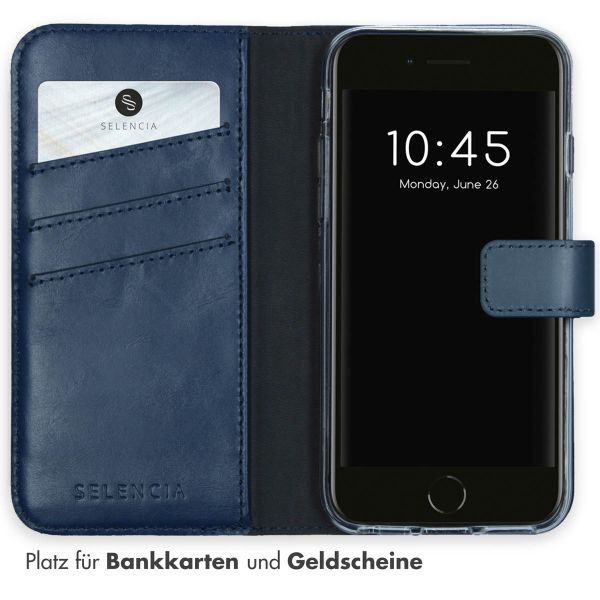 Selencia Echtleder Klapphülle iPhone SE (2022 / 2020) / 8 / 7 / 6(s) - Blau