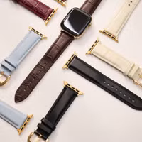 Burga Armband aus echtem Leder für Apple Watch Series 1 - 9 / SE (38/40/41 mm) | Series 10 / 11 (42 mm) - Don't Text / Gold