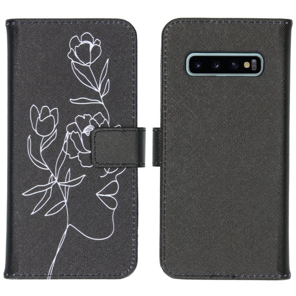 imoshion Design TPU Klapphülle Galaxy S10 - Woman Flower Black