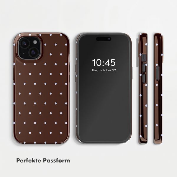 Selencia Vivid Back Cover Apple iPhone 15 - Happy Dots Chocolate