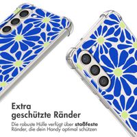 imoshion Design Hülle mit Band Samsung Galaxy S23 - Cobalt Blue Flowers Connect