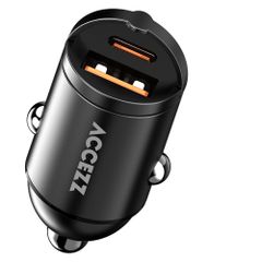 Accezz Autoladegerät | Schnellladegerät mit 2 Ports - USB-A 30 Watt + USB-C 65 Watt - Schwarz