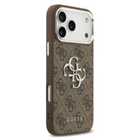 Guess 4G Metal Logo Back Cover Apple iPhone 17 Pro - Silver Edge - Brown