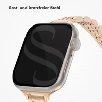 Selencia Jubilee inspiriertes schmales Edelstahlarmband für die Apple Watch Series 1 bis 9 / SE (38/40/41 mm) | Series 10 (42 mm) - Roségold