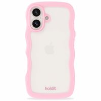 Holdit Wavy Case für das Apple iPhone 16 Plus - Pink / Transparent