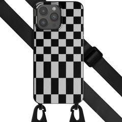 Selencia SilikonHülle design mit abnehmbarem Band Apple iPhone 15 Pro Max - Irregular Check Black