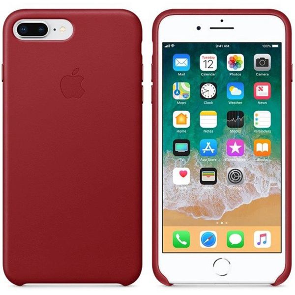 Apple Leder-Case Rot für das Apple iPhone 8 Plus / 7 Plus