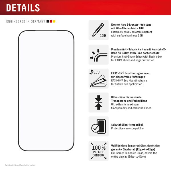 Displex Bildschirmschutzfolie Real Glass Full Cover Apple iPhone 17 / 17 Pro