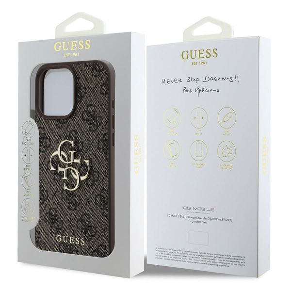 Guess 4G Metal Logo Back Cover Apple iPhone 16 Pro - Braun