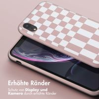 Selencia Silikonhülle design mit abnehmbarem Band für das iPhone Xr - Irregular Check Sand Pink