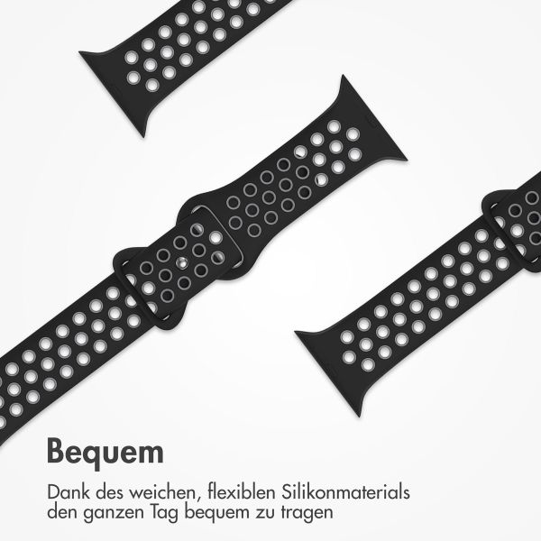 imoshion Sportarmband⁺ für das Apple Watch Series 1 bis 11 / SE / Ultra (44/45/46/49 mm) - Größe M/L - Black & Anthracite